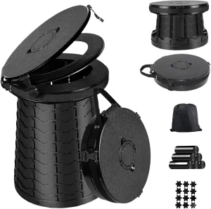 XXL Portable Toilet -19.7" H 15" D Adjustable Foldable Camping Toilet, Luggable Loo with Lid, Strap,Toilet Bag for Camping, Hiking, Travel and Car with Carry Bag