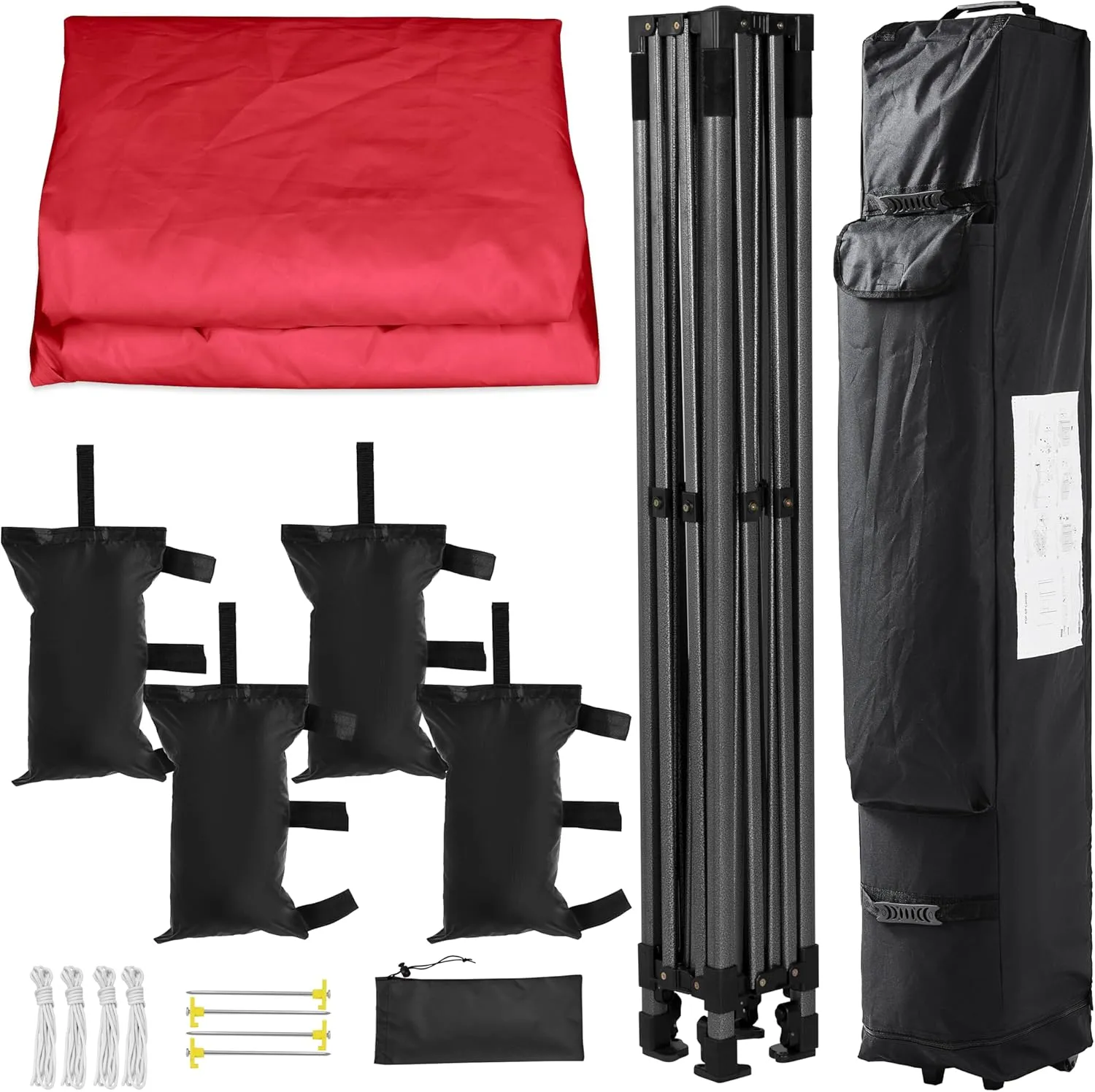 Yaheetech Canopy Tent, Commercial Instant Heavy Duty Canopy, 500D Waterproof Adjustable Tent with Wheeled Carry Bag, 4 Sandbags and 4 Stakes (10x10, Red)