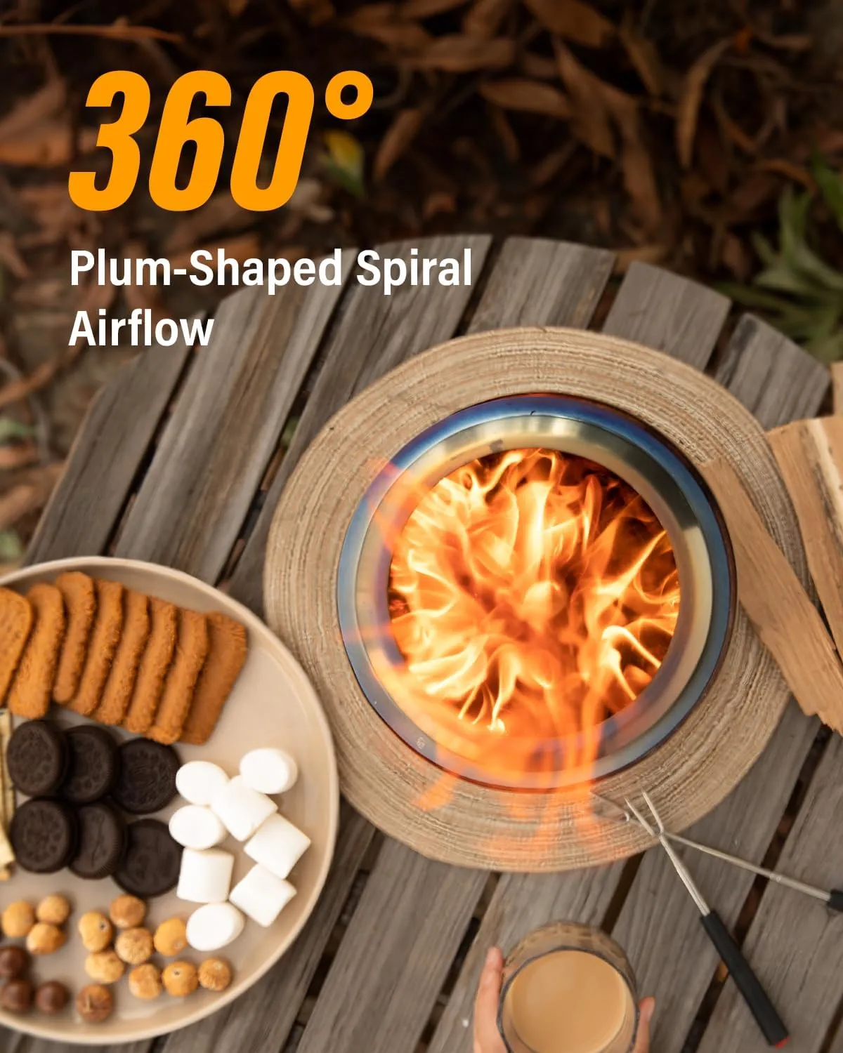 YEFU Tabletop Fire Pit 9.7 x 7.1 in, Low Smoke Camping Stove for Outdoor & Patio, Fueled by Pellets or Wood, Safe Burning Table Top Firepit, with Travel Bag & 2 Mini Sticks & Fireproof Mat, Green