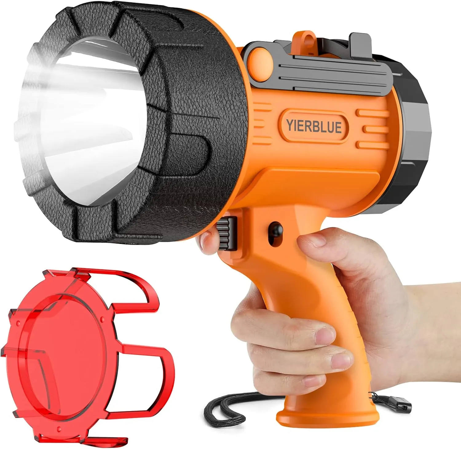 YIERBLUE Rechargeable Spotligh with 1000 Lumen LED, Handheld Rechargeable Spotlight IP67 Waterproof Flashlight, 9h Ultra-Long Standby, Ideal Spotlight for Boating, Camping