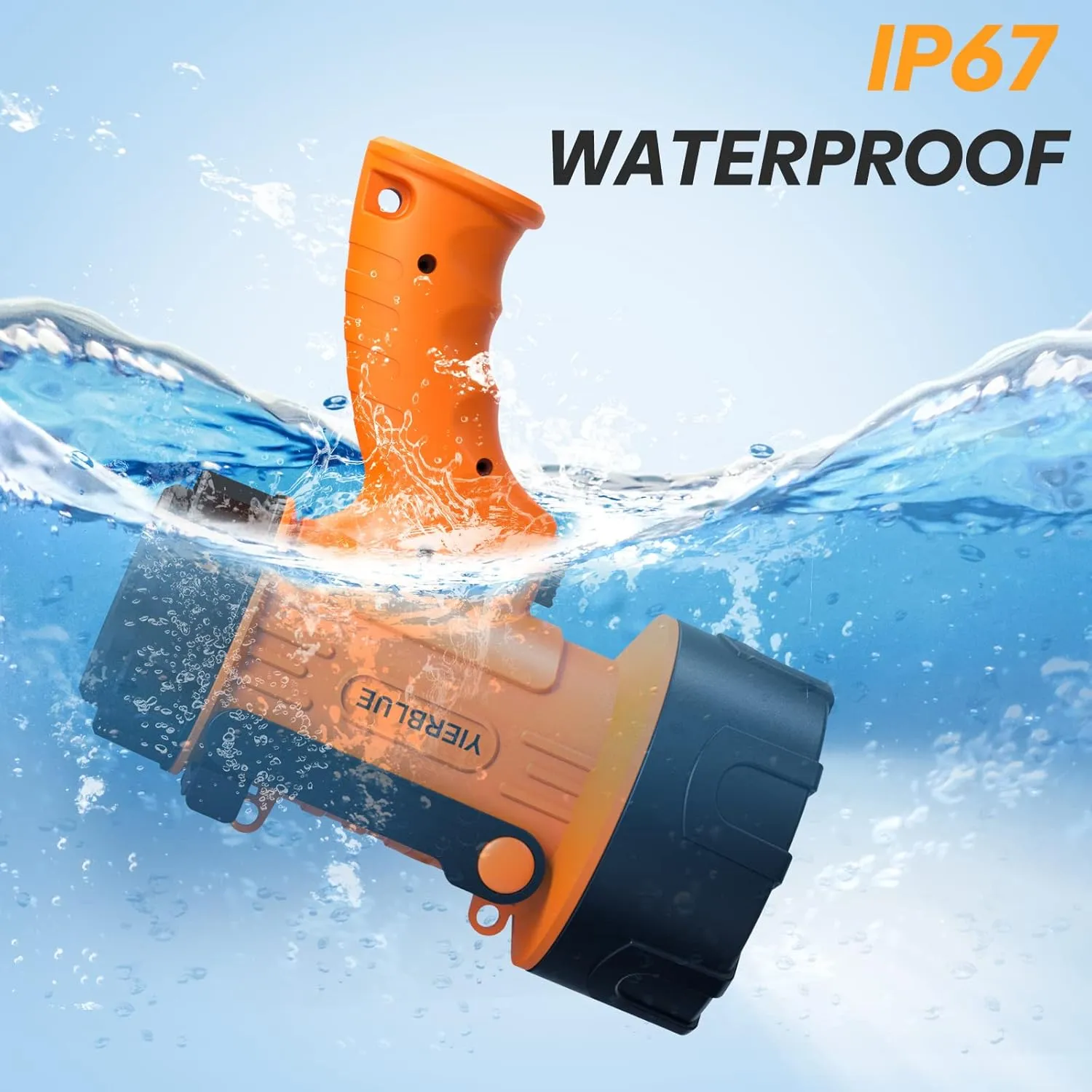 YIERBLUE Rechargeable Spotligh with 1000 Lumen LED, Handheld Rechargeable Spotlight IP67 Waterproof Flashlight, 9h Ultra-Long Standby, Ideal Spotlight for Boating, Camping