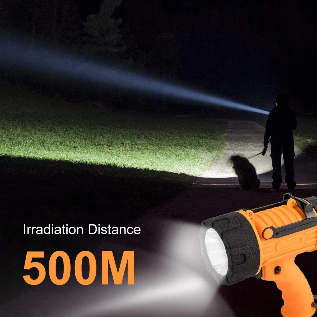 YIERBLUE Rechargeable Spotlight,Handheld Rechargeable Spotlight 18W Waterproof Flashlight, Super Bright 800 Lumens LED, 20h Ultra-Long Standby, for Boating, Camping…