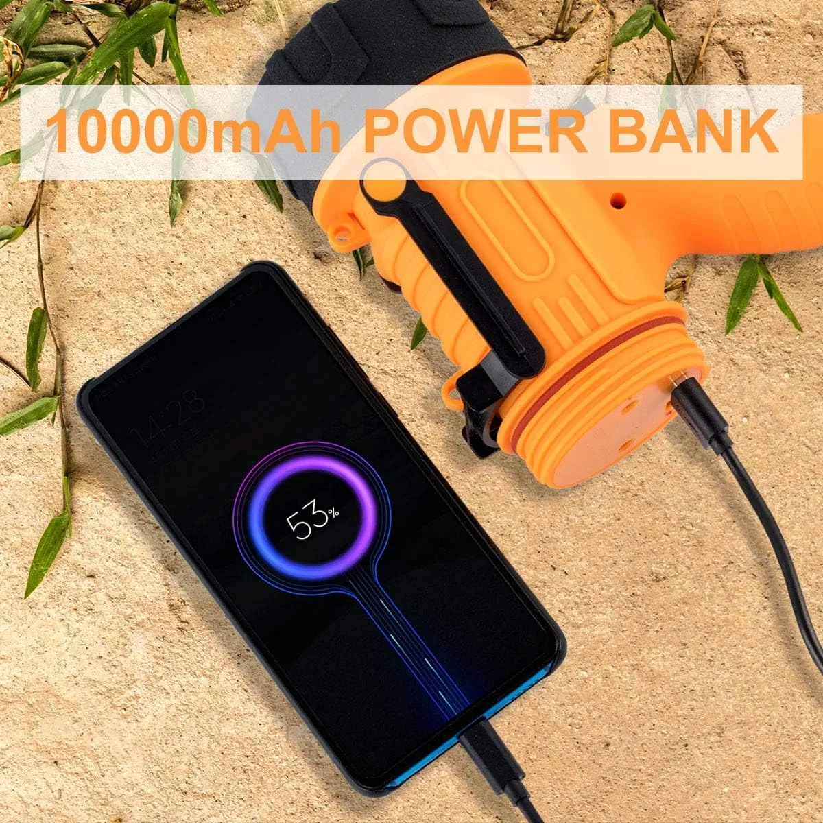 YIERBLUE Rechargeable Spotlight,Handheld Rechargeable Spotlight 18W Waterproof Flashlight, Super Bright 800 Lumens LED, 20h Ultra-Long Standby, for Boating, Camping…