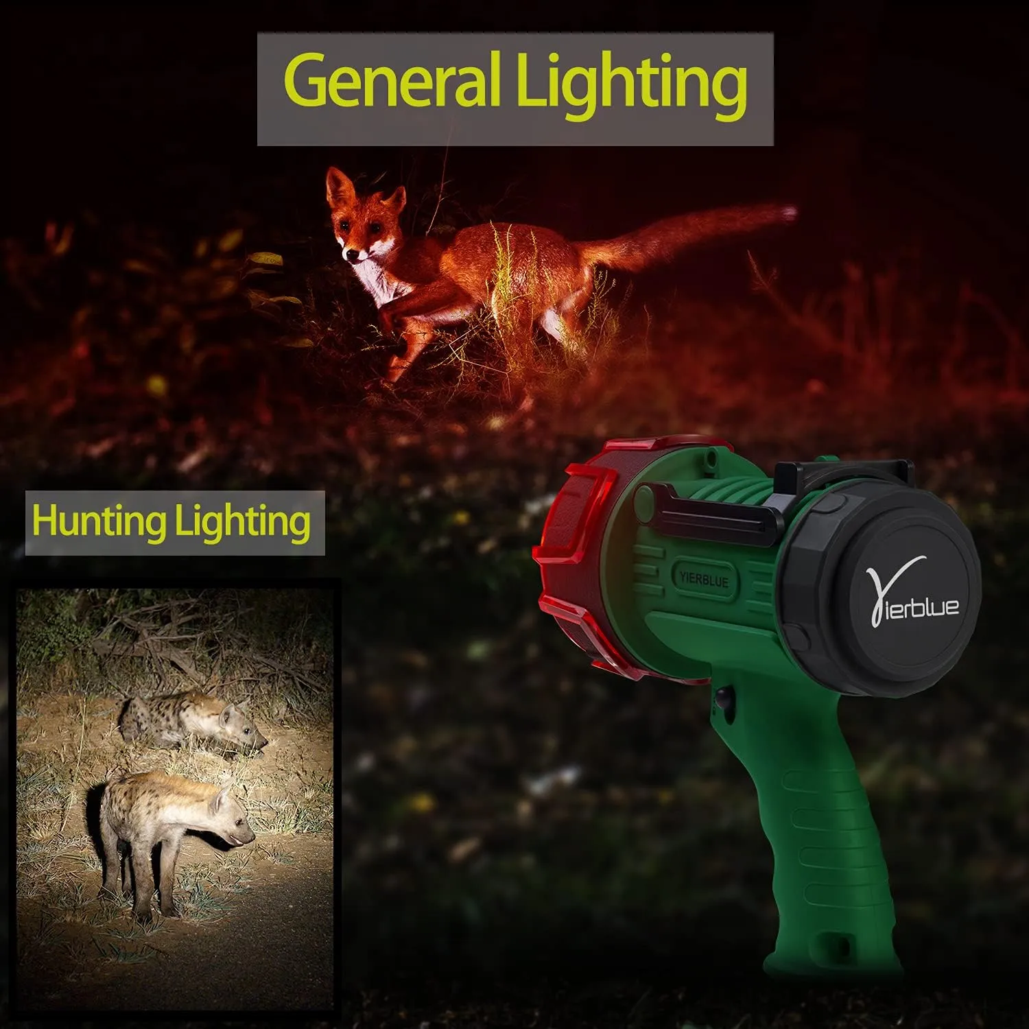 YIERBLUE Rechargeable Spotlight,Handheld Rechargeable Spotlight 18W Waterproof Flashlight, Super Bright 800 Lumens LED, 20h Ultra-Long Standby, for Boating, Camping…