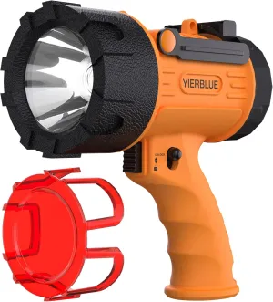 YIERBLUE Rechargeable Spotlight,Handheld Rechargeable Spotlight 18W Waterproof Flashlight, Super Bright 800 Lumens LED, 20h Ultra-Long Standby, for Boating, Camping…