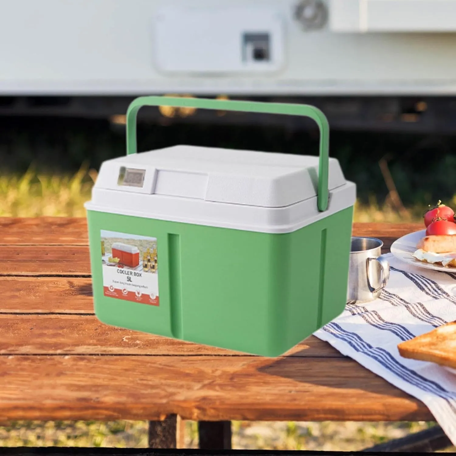 YIJU Portable Cooler Box Cold and Hot Insulated Case Sturdy for Fishing Food Preservation Box with Carry Handle