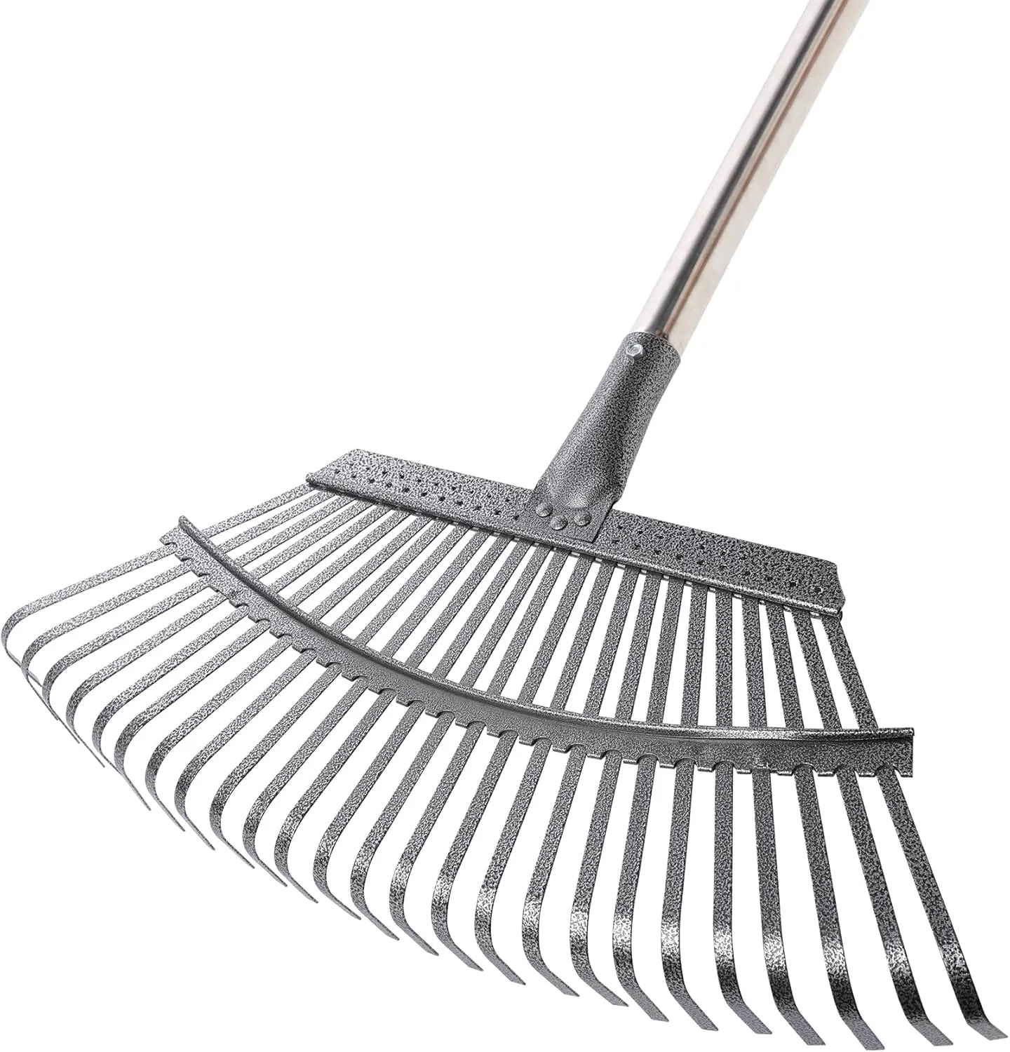 Yocada 19.3" Garden Leaf Rake Wide Heavy Duty Adjustable Long Handle Garden Rake for Yard Garden Lawn Leaves (25 Tines)