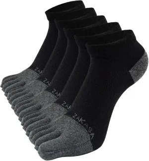 ZAKASA Toe Socks for Men Ankle: No Show Low Cut Toe Socks Individual Five Finger Cotton for Athletic Running 5 Pairs
