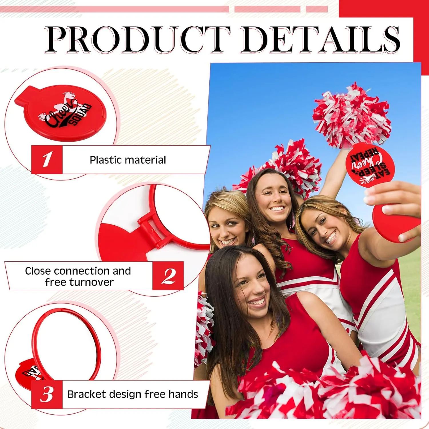Zhehao 50 Pcs Cheerleader Mirror Gifts Compact Mirror Bulk Folding Pocket Purse Mirror Inspirational Cheer Gifts Travel Portable Mini Makeup Mirror for Cheerleading Team Graduation Friendship(Red)