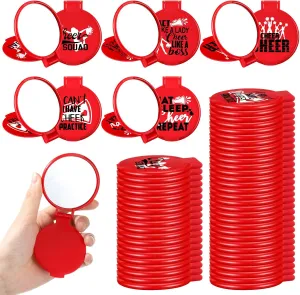 Zhehao 50 Pcs Cheerleader Mirror Gifts Compact Mirror Bulk Folding Pocket Purse Mirror Inspirational Cheer Gifts Travel Portable Mini Makeup Mirror for Cheerleading Team Graduation Friendship(Red)