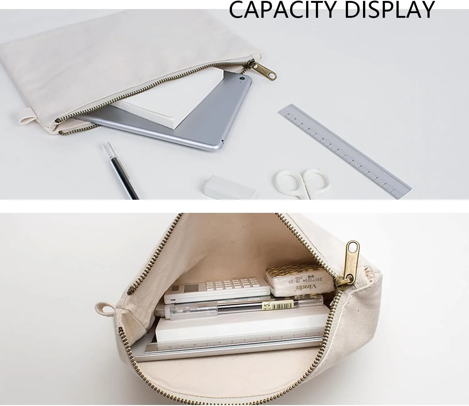 Zipper Pouch Storage Bag Simple and Stylish Women's Cosmetic and Travel Bag (Beige-basic-2)