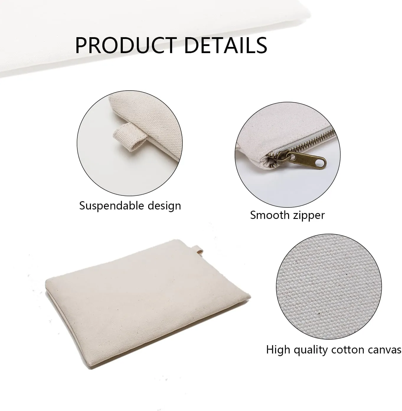 Zipper Pouch Storage Bag Simple and Stylish Women's Cosmetic and Travel Bag (Beige-basic-2)