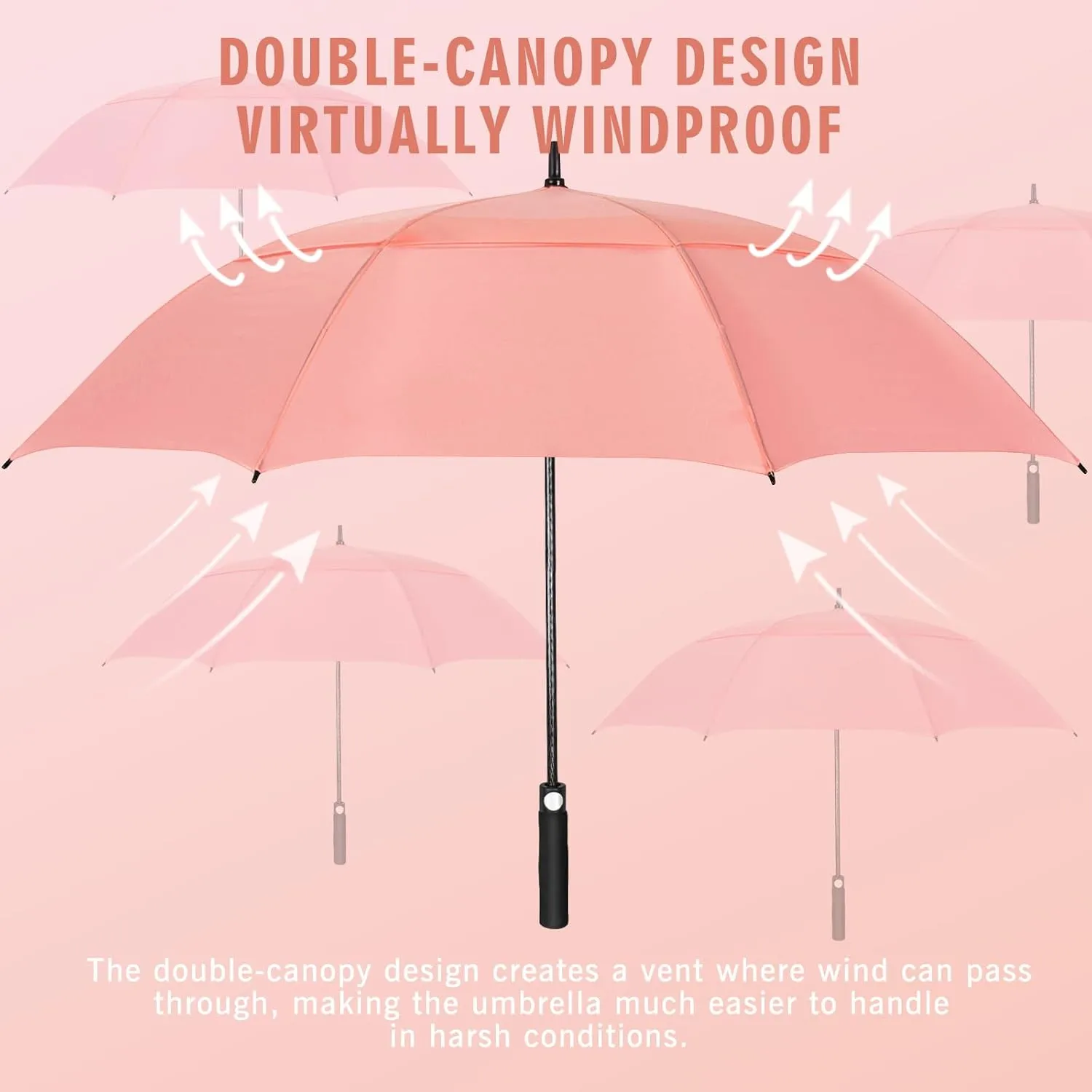 ZOMAKE Automatic Open Extra Large Golf Umbrella 51/54/62/68 Inch, Double Canopy Vented Windproof Oversize Stick Umbrellas for Rain